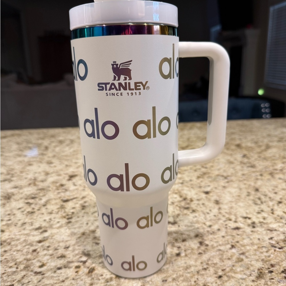 Stanley White and Silver Travel Mug